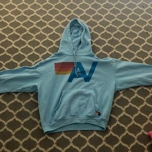 Aviator Nation sky blue logo pullover relaxed hoodie